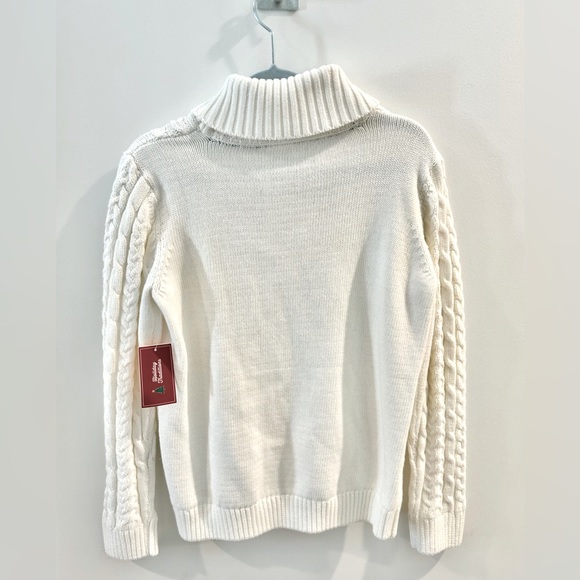 NWT Gymboree Boys Ivory Long Sleeve Cable Knit Shawl Sweater Size 7 - Picture 2 of 6